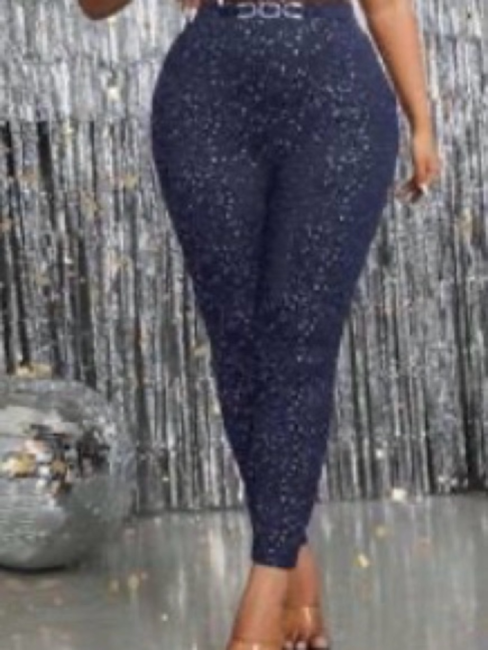 SHEIN Navy Sparkle High-Waist Leggings